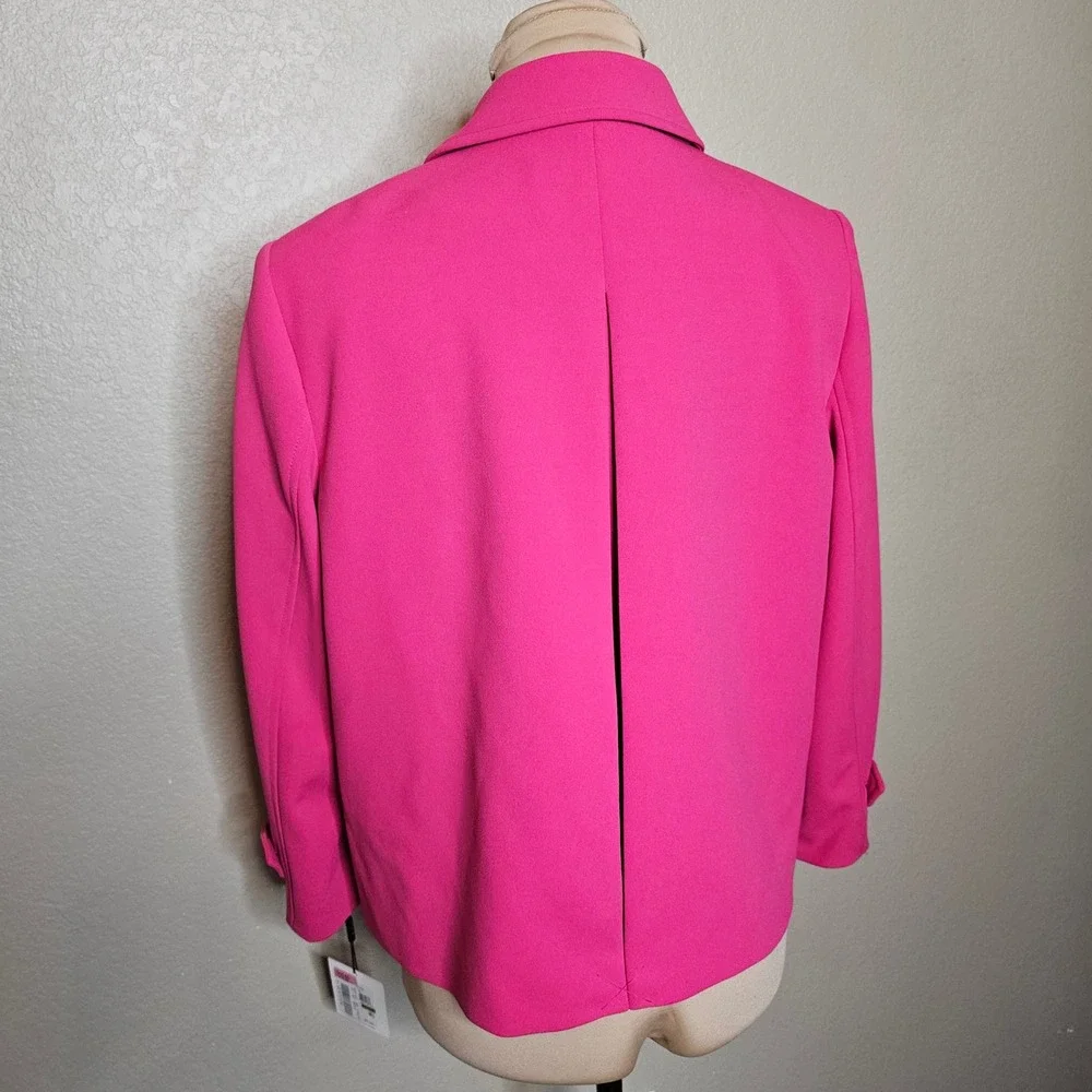 NWT Calvin Klein Womens Pink Button‎ Front Crepe Swing Jacket Gold Buttons 14P
